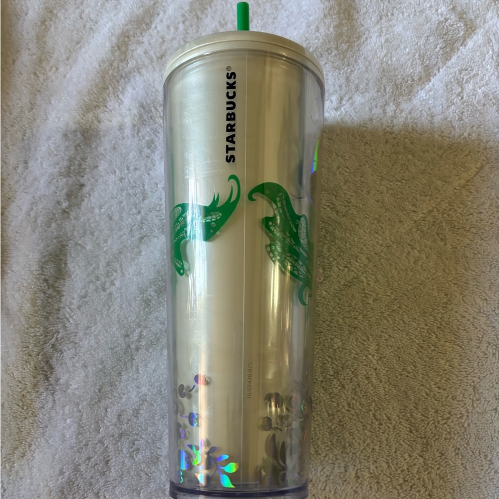 Starbucks Iridescent Tumbler with Green Accents